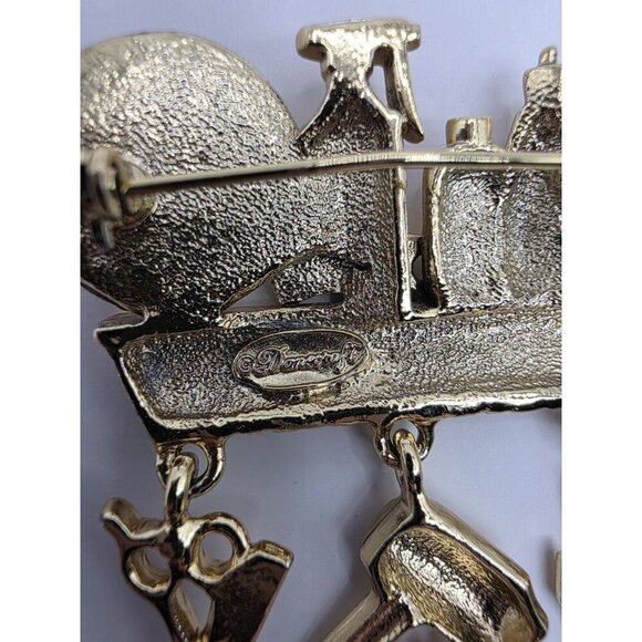 Danecraft Beautician Hair Dresser Brooch Gold Tone Salon Mirror Charms VTG - Picture 3 of 9